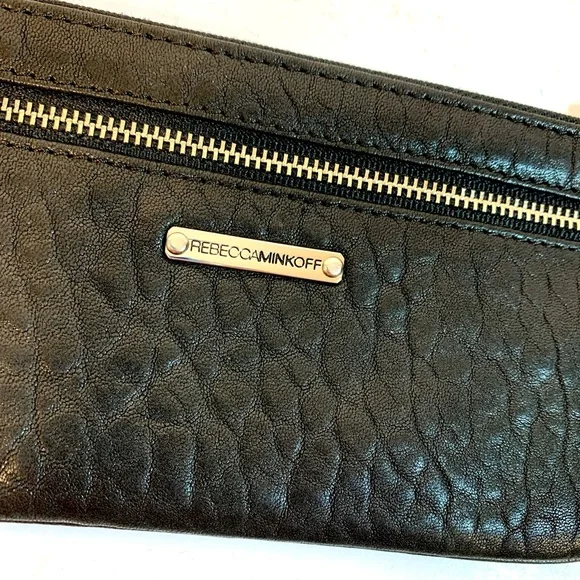 REBECCA MINKOFF Black Leather "Benjamins" Zippered Pouch Wallet - Picture 2 of 6